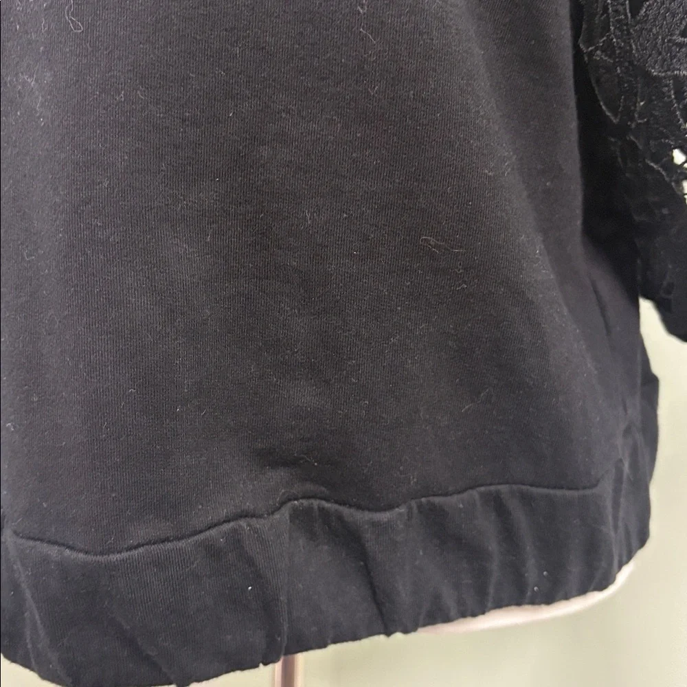 ANTHROPOLOGIE Dolan Black Lace Sleeve Top Petite Medium